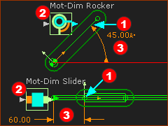 Motion-Dimension Rocker and Slider
