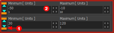 Minimum and Maximum Values expand to the Right of the Min/Max button