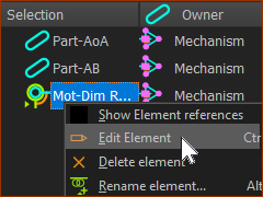 Edit Elements in the Selection-Window