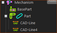 CAD-Lines in a Part in the Assembly-Tree
