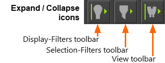 Overview of Toolbars BELOW graphic-area - Click each icon to expand or collapse
