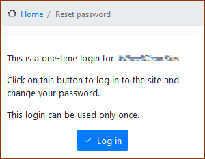 ONe Time Log in / Reset Password