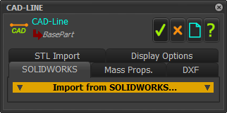 CAD-Line dialog-box > SOLIDWORKS tab