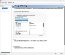 NVIDIA Control Panel Manage 3D Setting, Preferred Graphics Processor