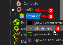 Edit Extrusion from the Assembly-Tree