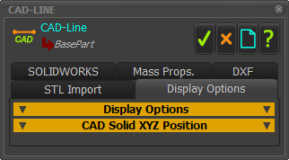 CAD-Line dialog > Display Options tab