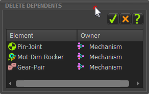 Warning - When you delete the 'element' you will also delete these elements.