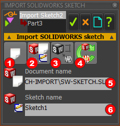 Import SolidWorks sketch dialog
