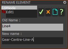 Rename element: With the Rename dialog-box