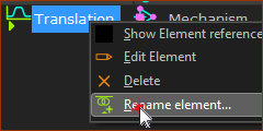 Selection-Window: shortcut menu